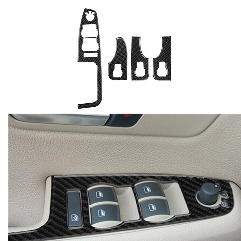 4x carbon fiber car window control bezel for Audi A4 S4 2005-2008