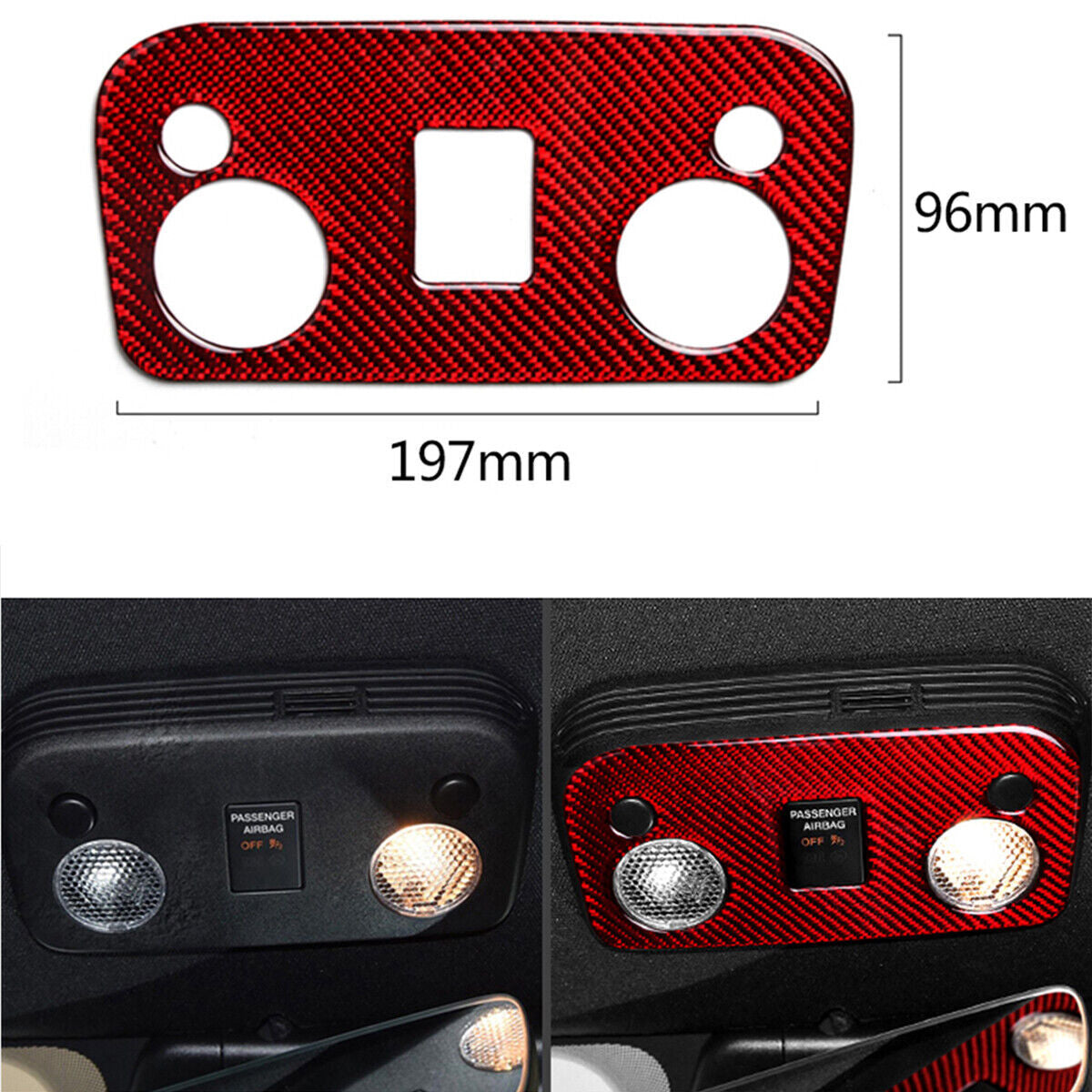 Carbon fiber reading light control panel decorative sticker for Ford for Mustang 15-19