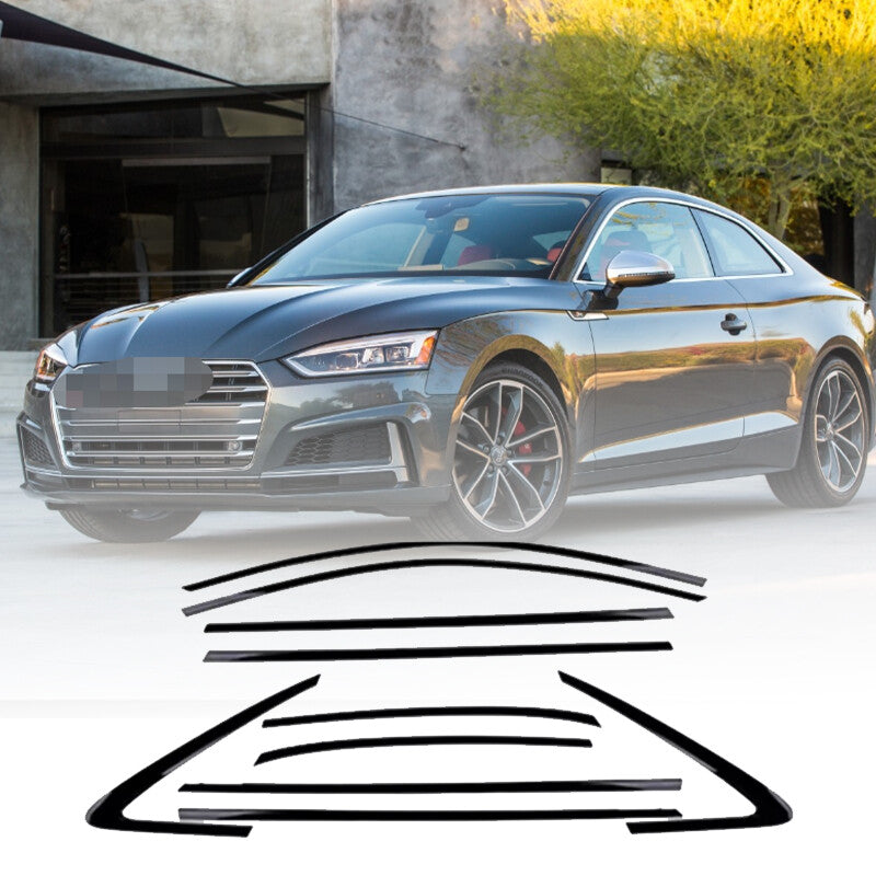 Glossy Black Car Window Trim Strip Cover Trim for AUDI A5 S5 2018-2022 ABS 10PCS