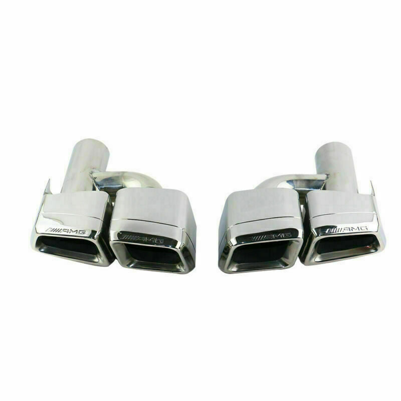 Square Double Slant Tailpipe Tips Exhaust Tips for Mercedes-Benz E63 AMG S.S304