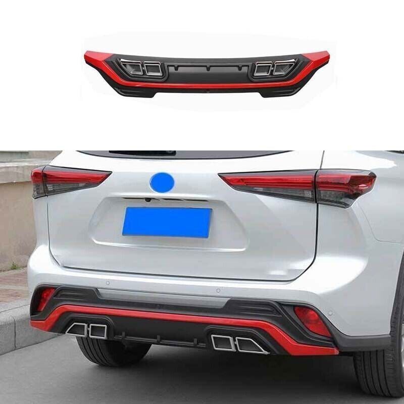 1P Blackred Rear Skid Plate Bumper Board Guard Trim for Toyota Highlander 20-24