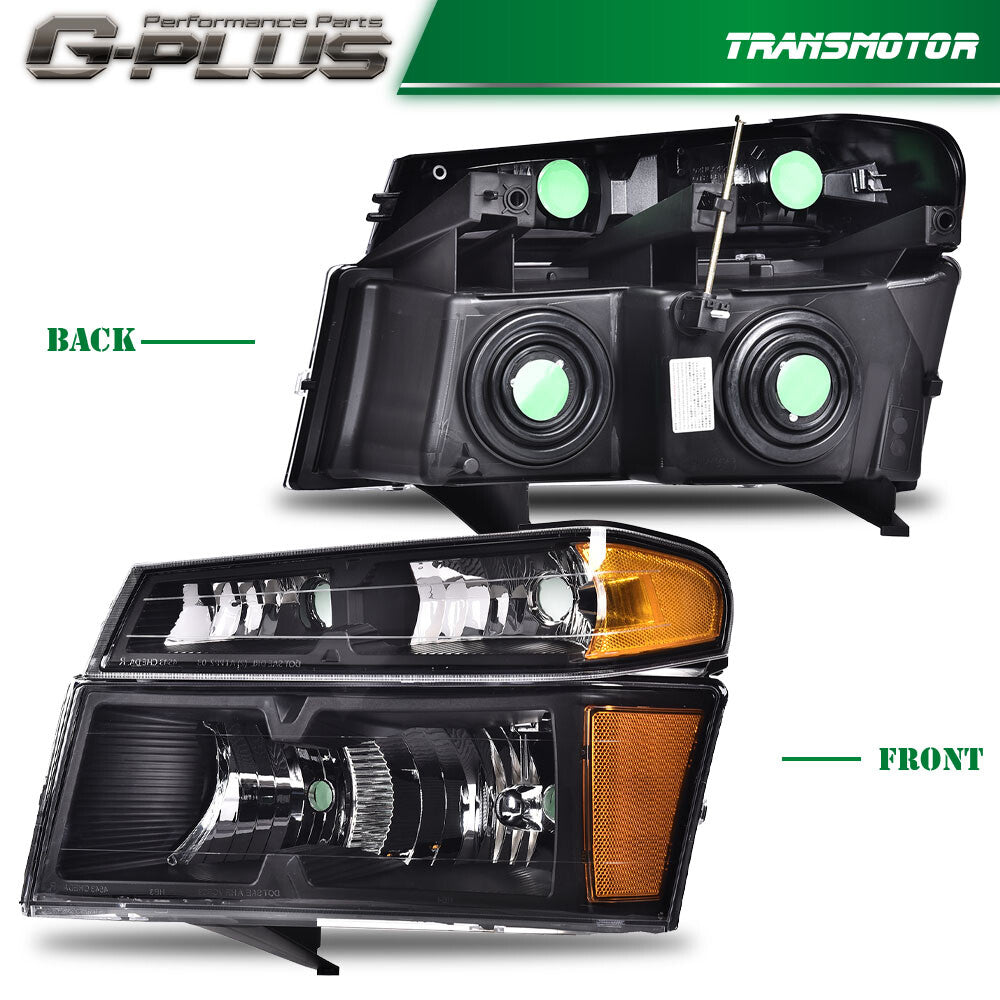 Suitable for 2004-2012 Gimsey for Canyon for Chevrolet Colorado vehicles, pair of headlights and front bumper lights.