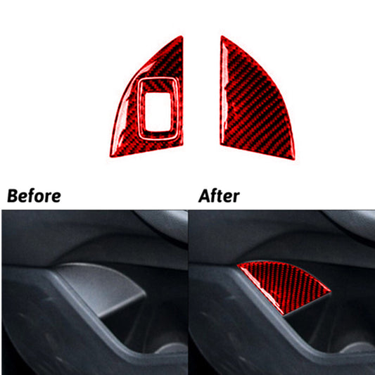 3Pcs Red Carbon Fiber Interior Trunk Release Cover Trim for BMW X1 F48 2016-2018
