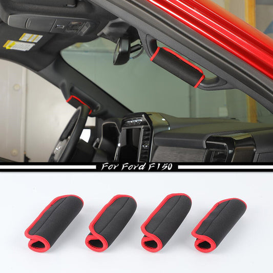 Suitable for 21-2023 for Ford F150 F-150 Red A/B Pillar Handle Protector Soft Cloth Pad Trim