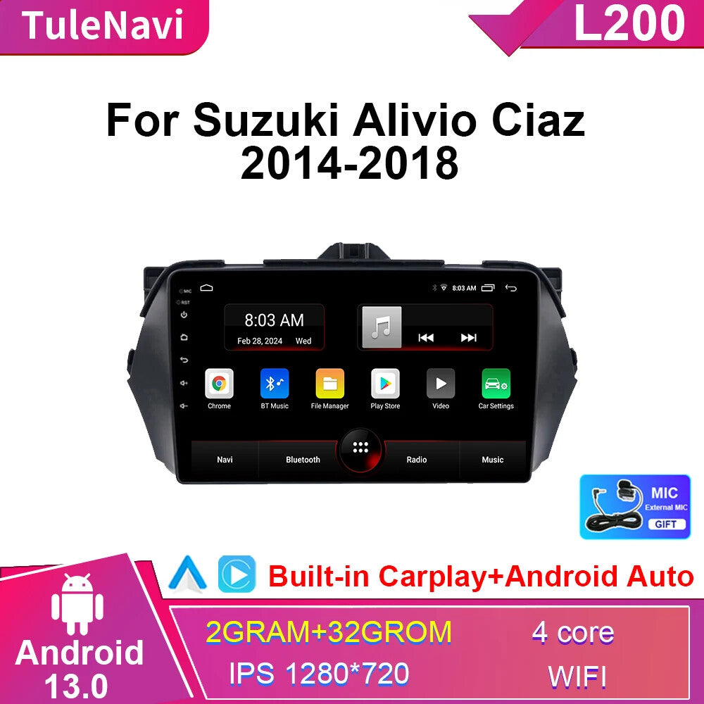 for Suzuki Alivio Ciaz 2014-2018 Head Unit CarPlay Car Radio GPS Stereo Player
