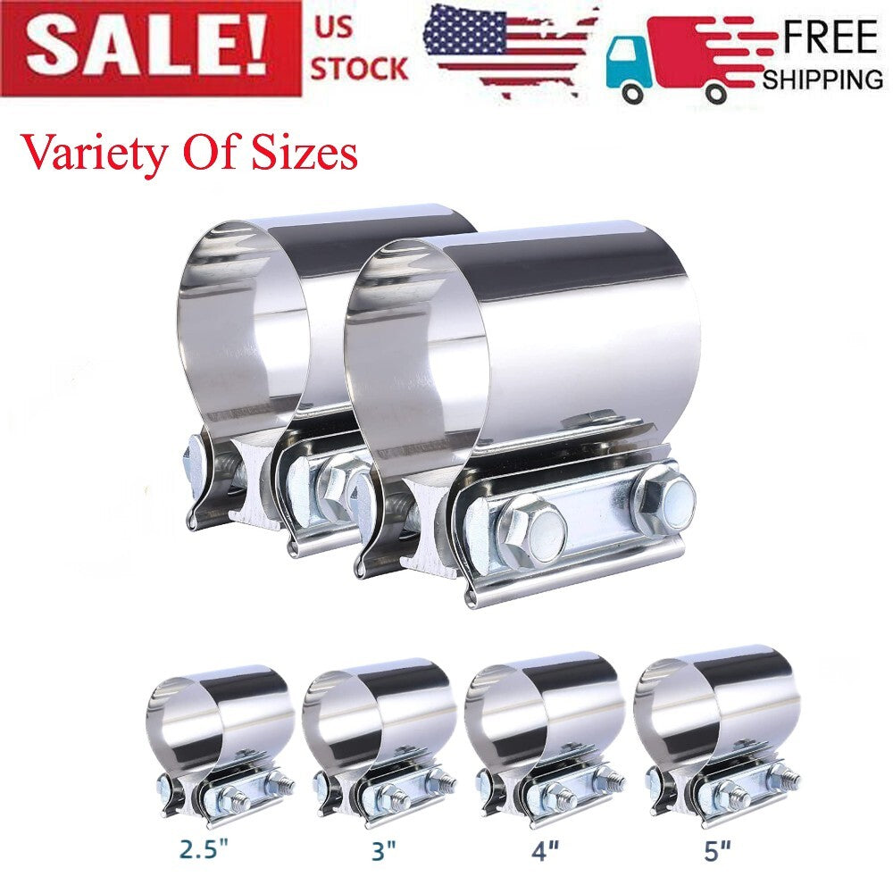 2.5-inch/3-inch/4-inch/5-inch push-button connector exhaust seal with clip muffler clip, 2-piece exhaust clip set