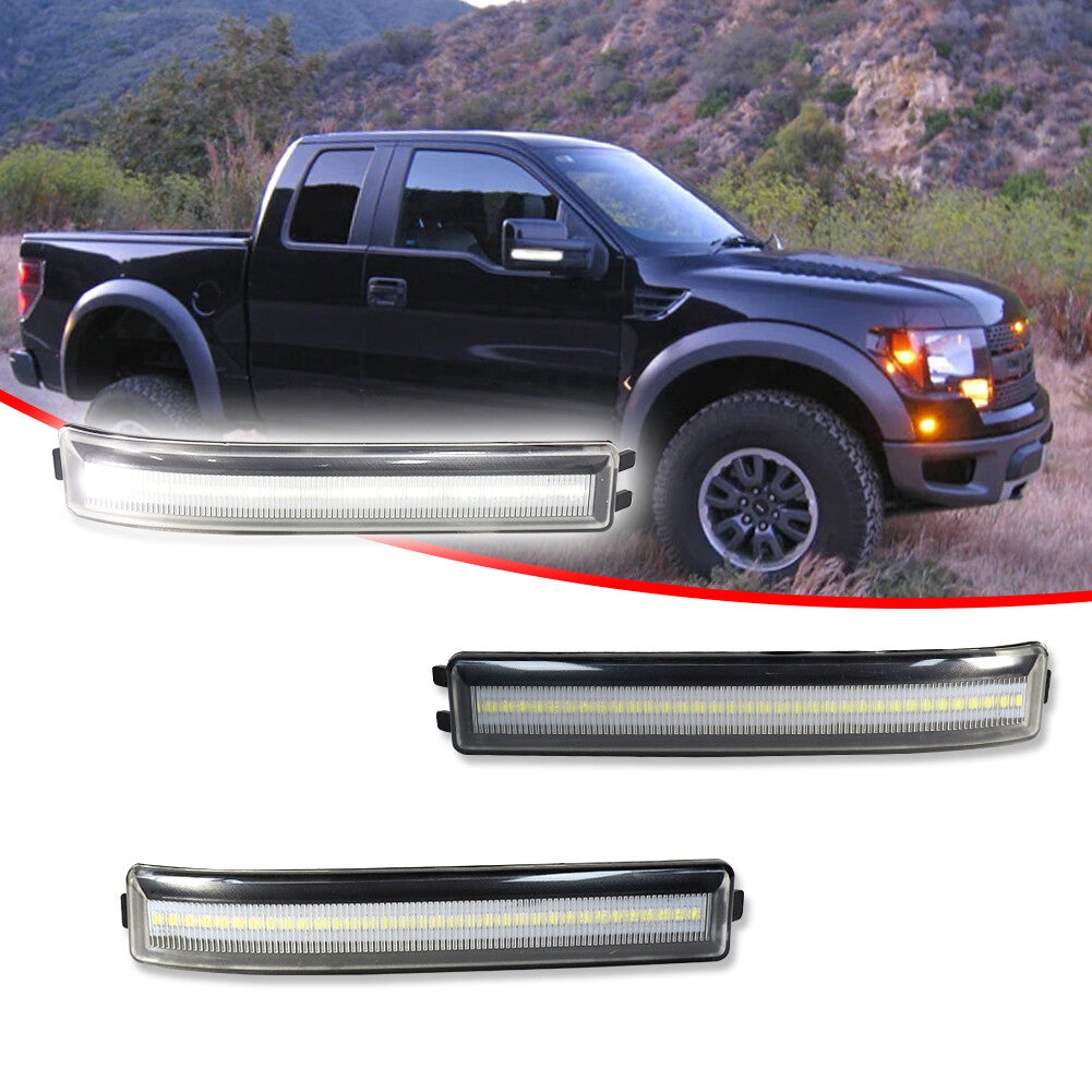 Suitable for 09-14 for Ford F150 clear lens white LED lights/side mirror rotating signal lights