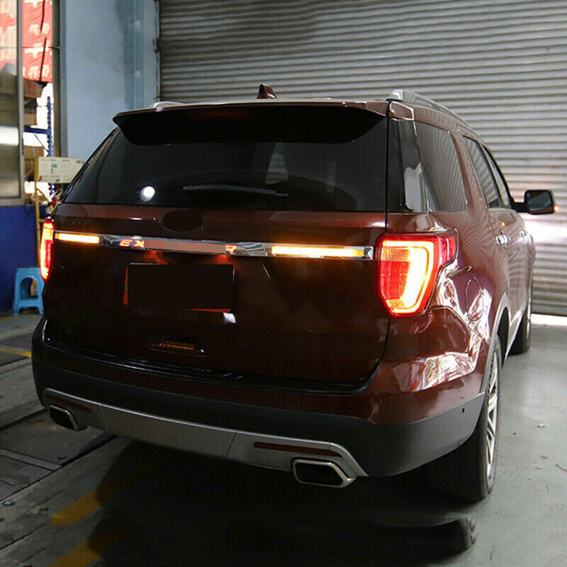 for Ford Explorer 2016-2019 Silver Rear Tailgate Trunk Trim Strip LED Badge Trim