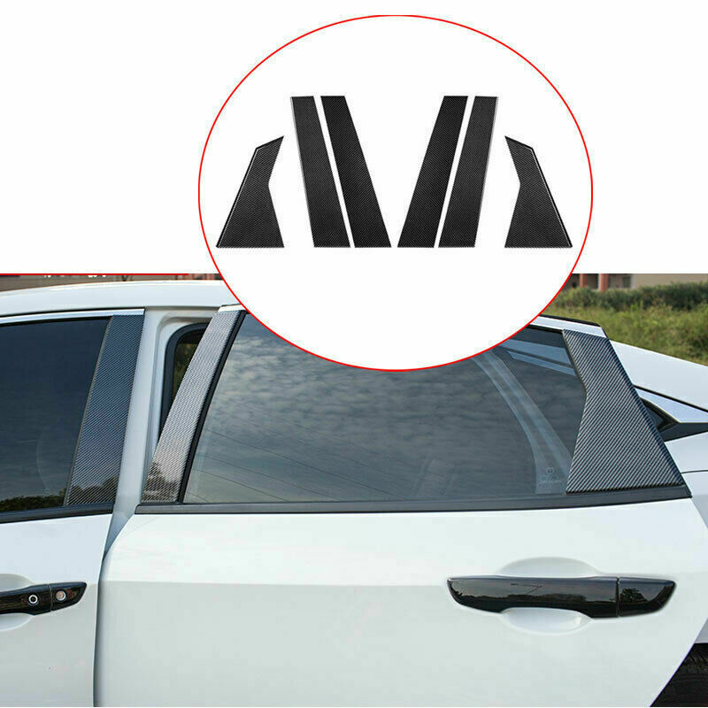 6Carbon Fiber ABS Exterior Window B-pillar panel for HONDA for Civic 10th 2016-2021