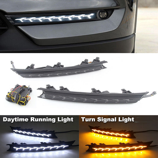 for Mazda CX-5 2017-2021 LED DRL Daytime Running Light Fog Lamp W/ Turn Signal