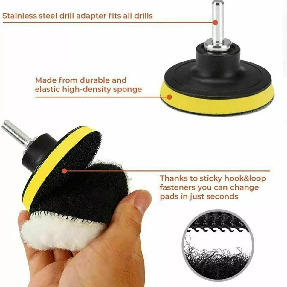 11pcs 7Inch Car Buffing Pads Polishing for Drill Sponge Kit Waxing Foam Polisher