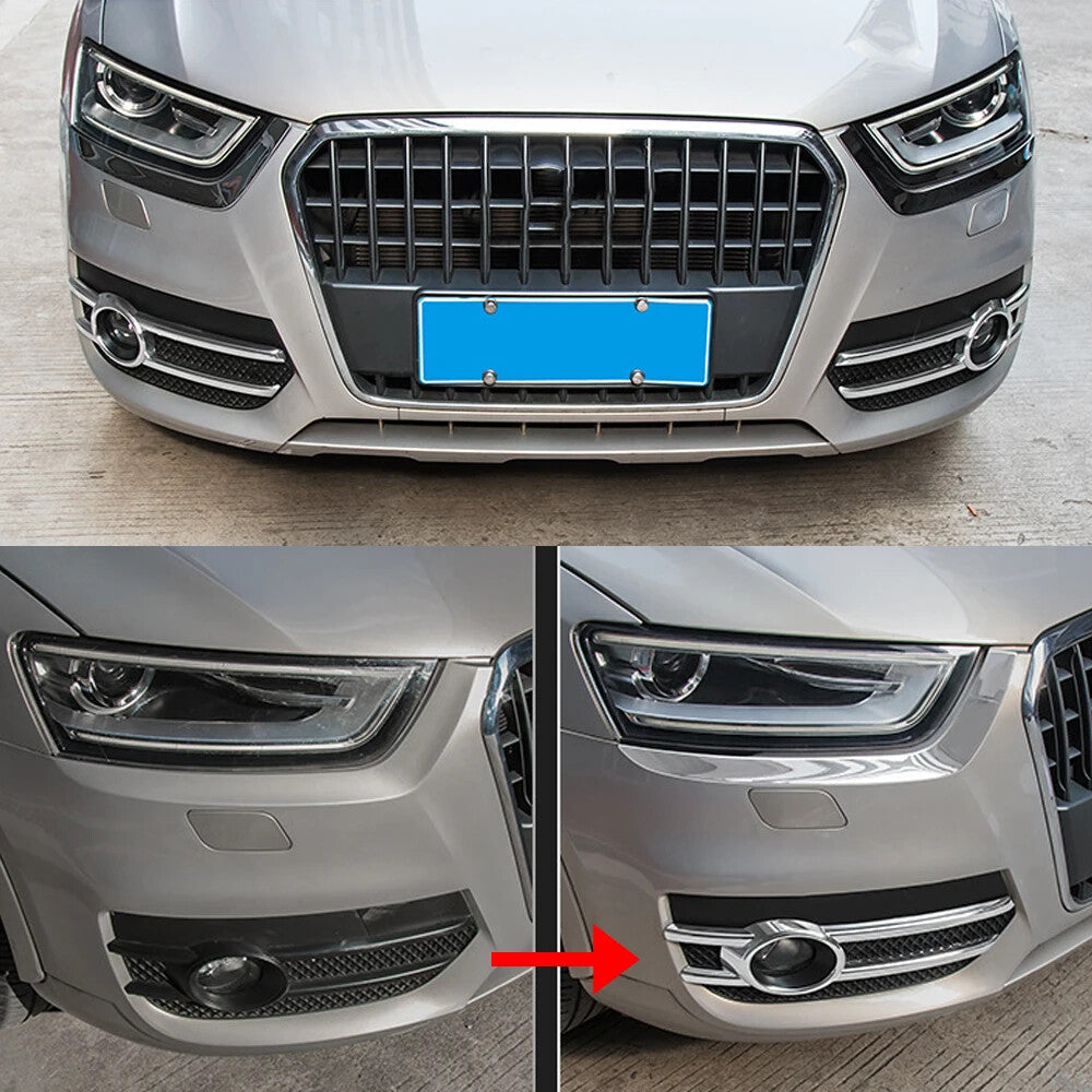 Pair Chrome Front Fog Light Frame Cover Trim for Audi Q3 2013-2015