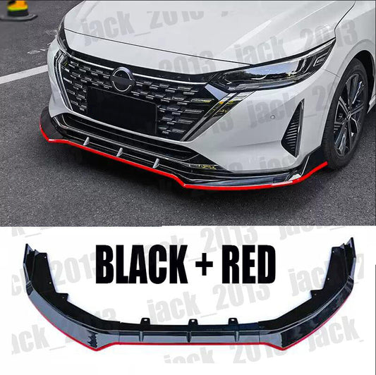 FOR 2020-24 for NISSAN SENTRA SEDAN Black+ RED 3PCS FRONT BUMPER BODY SPOILER LIP