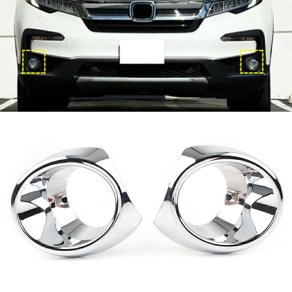 2X Chrome Front Fog Lamp Light Cover Trim Decor ABS for Honda Pilot 2019 2020