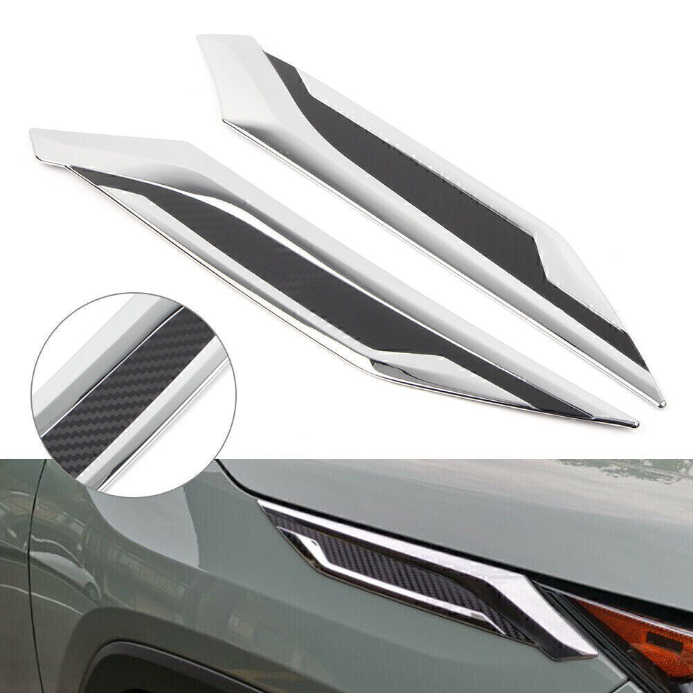 2Pcs Car Headlight Eyebrow Molding Cover Trim Decor Fit for Toyota RAV4 2019 2020