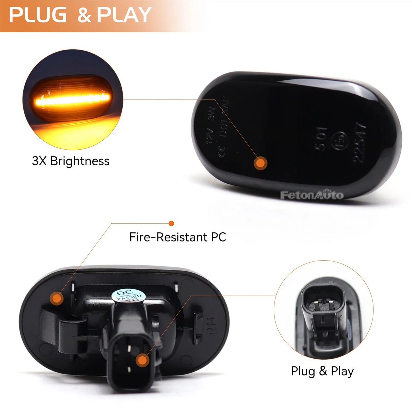Pair of Side Marker Light Turn Signal Light for Suzuki for Jimny JB64 JB74 Smoked
