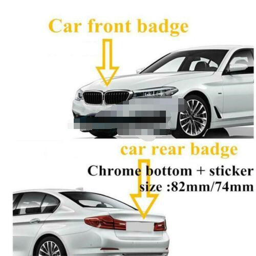 2-piece front grille and trunk (82mm and 74mm) badges compatible with for BMW 51148132375