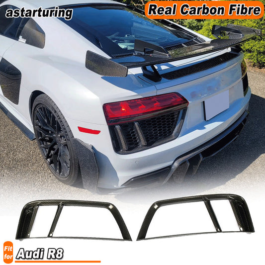 for Audi R8 2016-2018 2PCS Carbon Fiber Rear Bumper Air Vent Fender Covers Grill