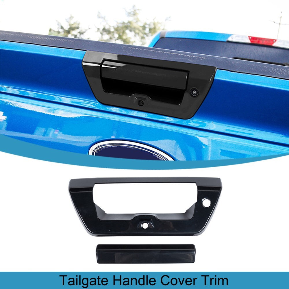 2PCS Black Tailgate Door Handle Cover Trim Decor Bezel for Ford F150 2015-2020