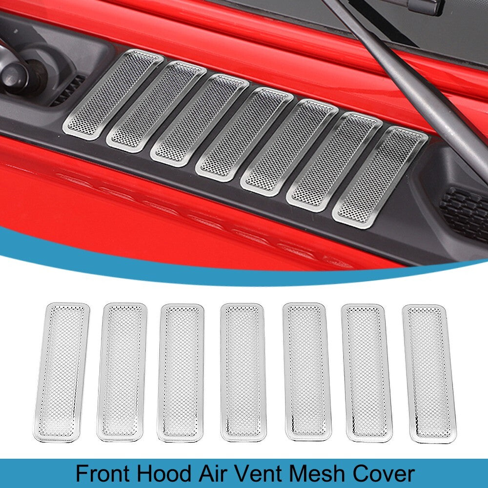 2PCS Chrome Front Hood Air Vent Mesh Cover Trim for Jeep for Wrangler JL JT 2024+