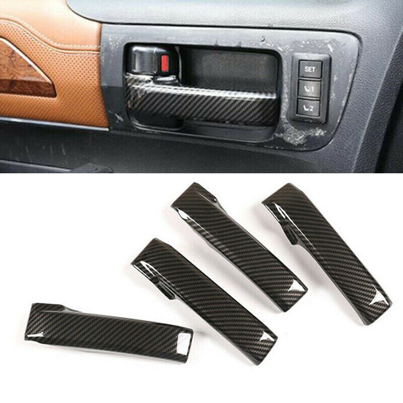 Carbon Fiber Black Inner Door Handle Cover Trim Frame for Toyota Tundra 14-2021