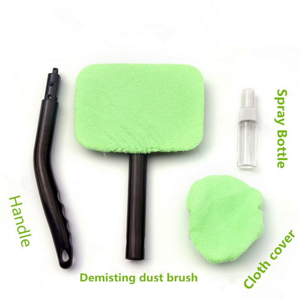 Car Windshield Cleaner Green Rag Detachable Long Handle Brush Cleaning Tool Kit