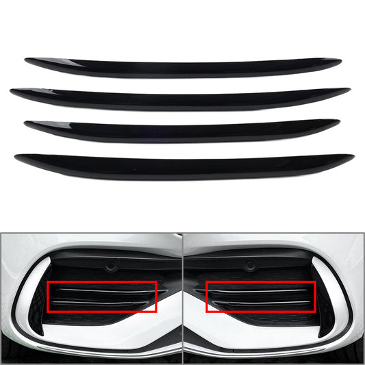 Front Bumper Splitter Fins Body Spoiler Canards Set Fit for Benz C-Class W206 Glossy