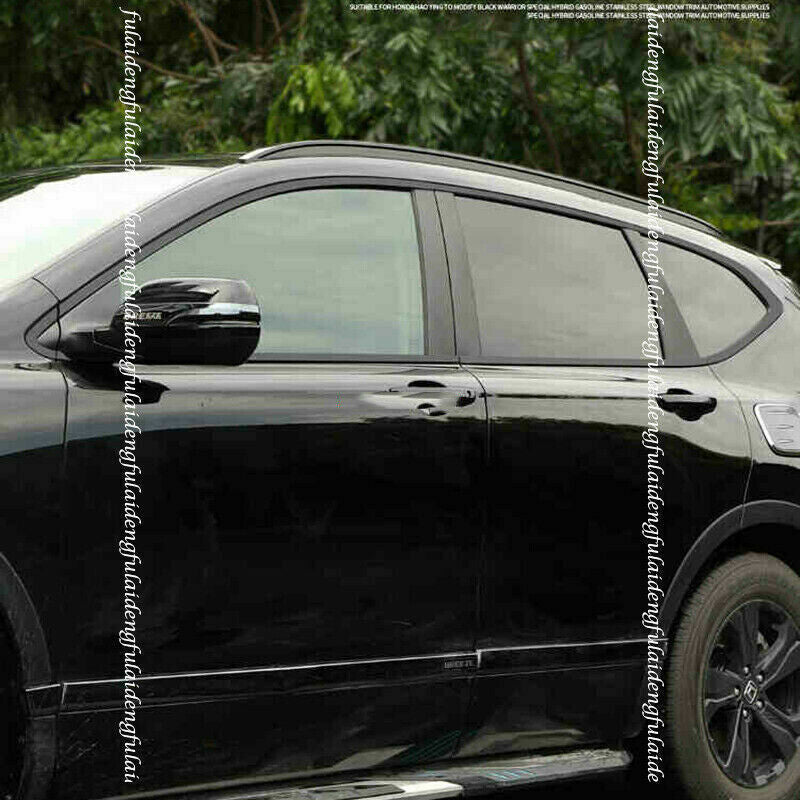 for Honda CRV CR-V 2017-2021 Glossy Black Stainless Car Window Strip Cover Trims