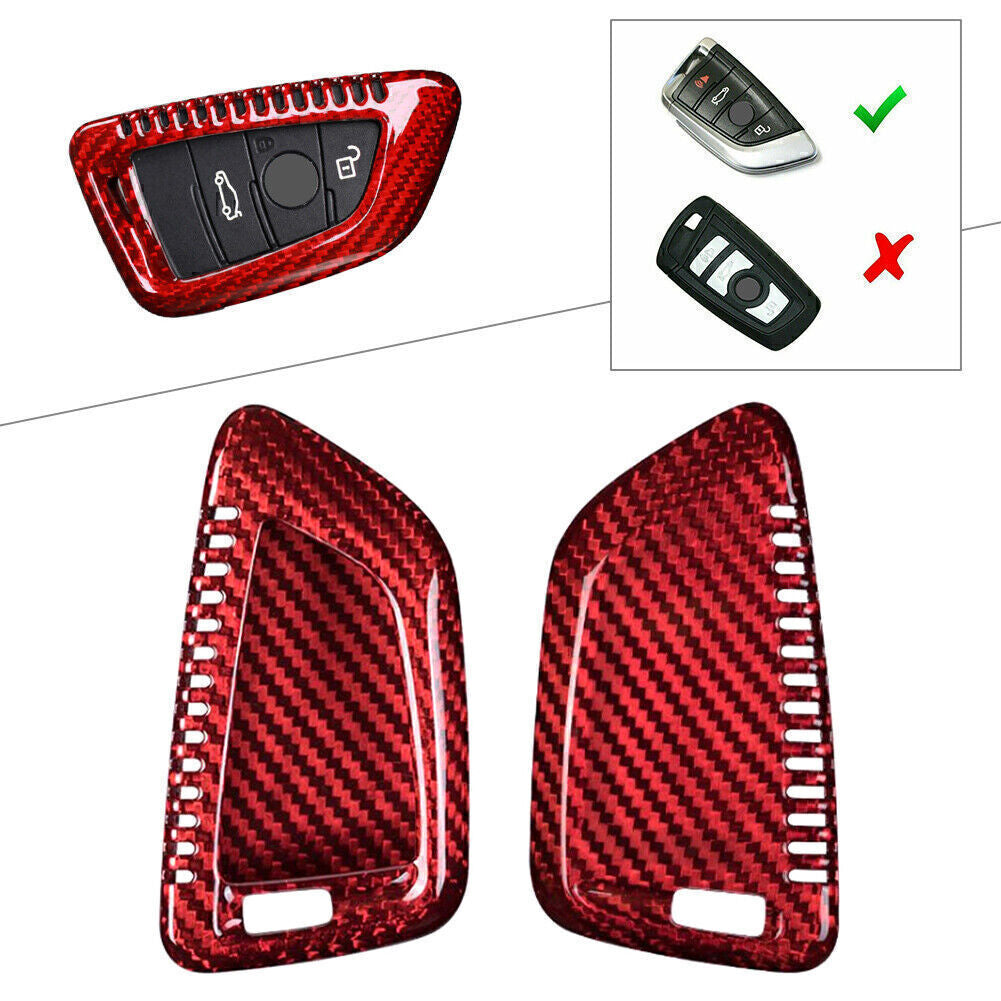 Carbon fiber remote control car key case cover suitable for BMW X1 F48 X5 F15 X6 F165 F45 Red