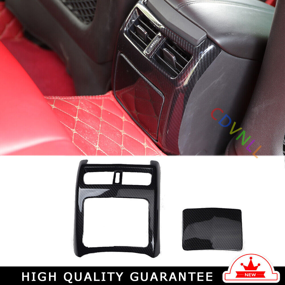 Car Rear Air Outlet Vent Frame Trim for Cadillac ATSL 2014-17 Black Carbon Fiber