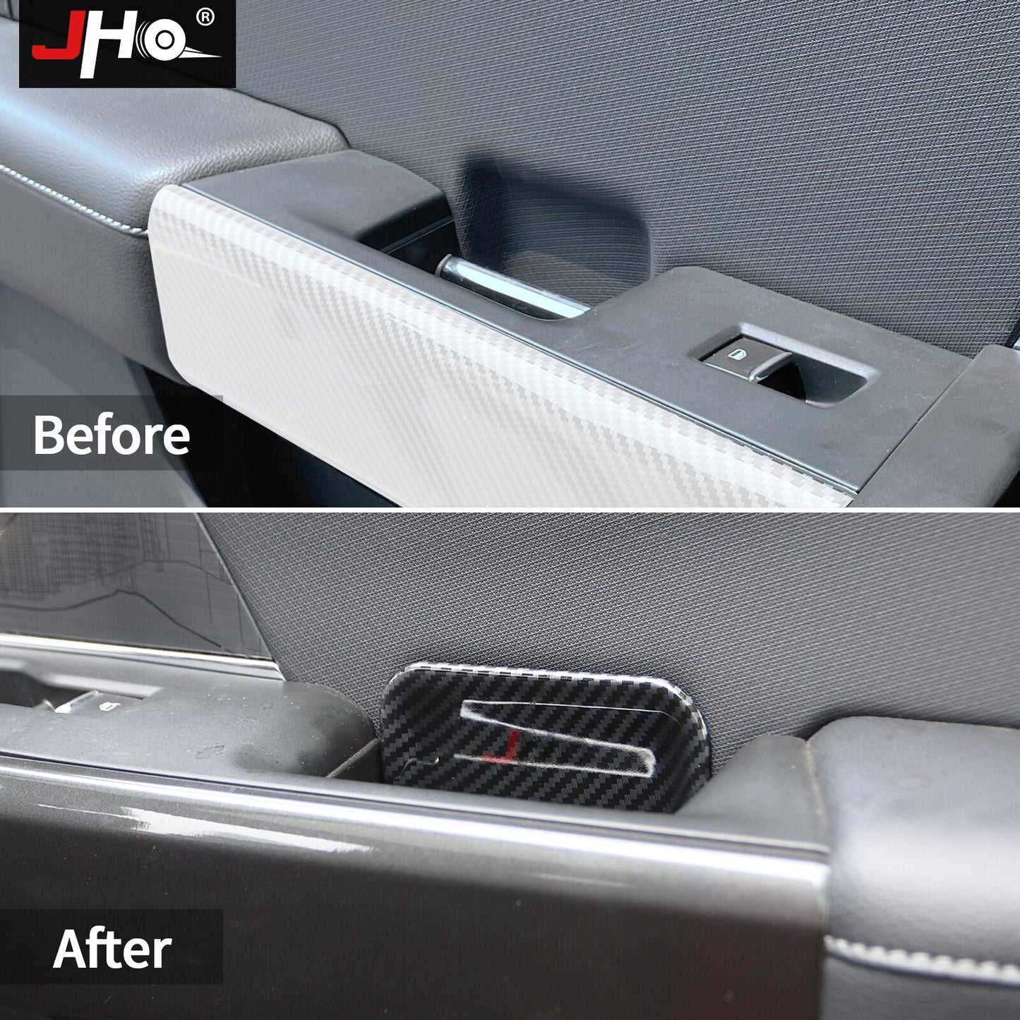Car Rear Door Handles Bowl Cup Cover Trims Decor Carbon Fiber for Ford F150 2021