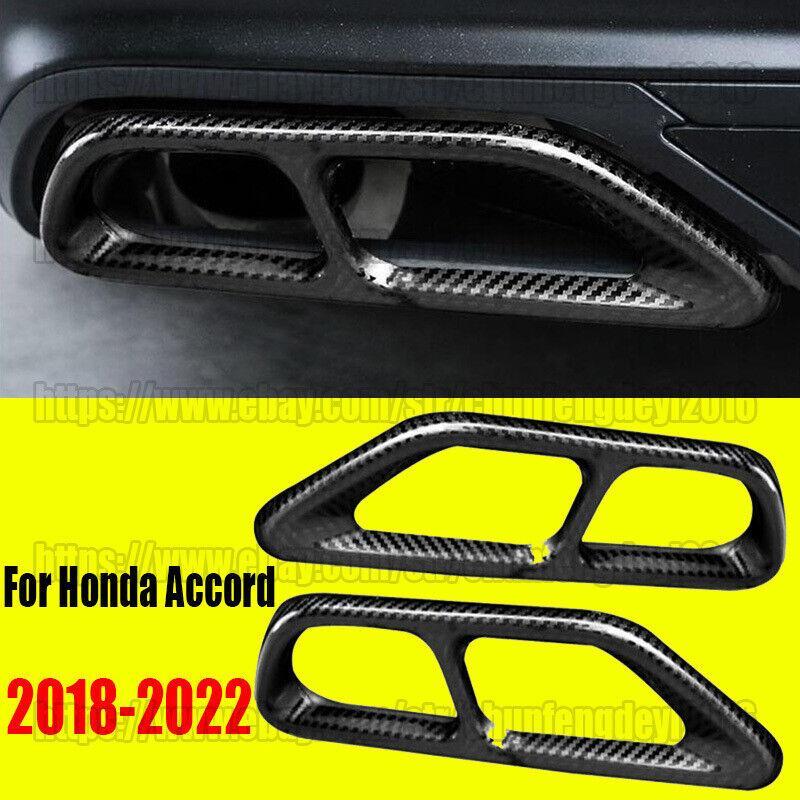for Honda Accord 2018-2022 Steel Carbon Fiber Rear Tail Exhaust Pipe Muffler Tip