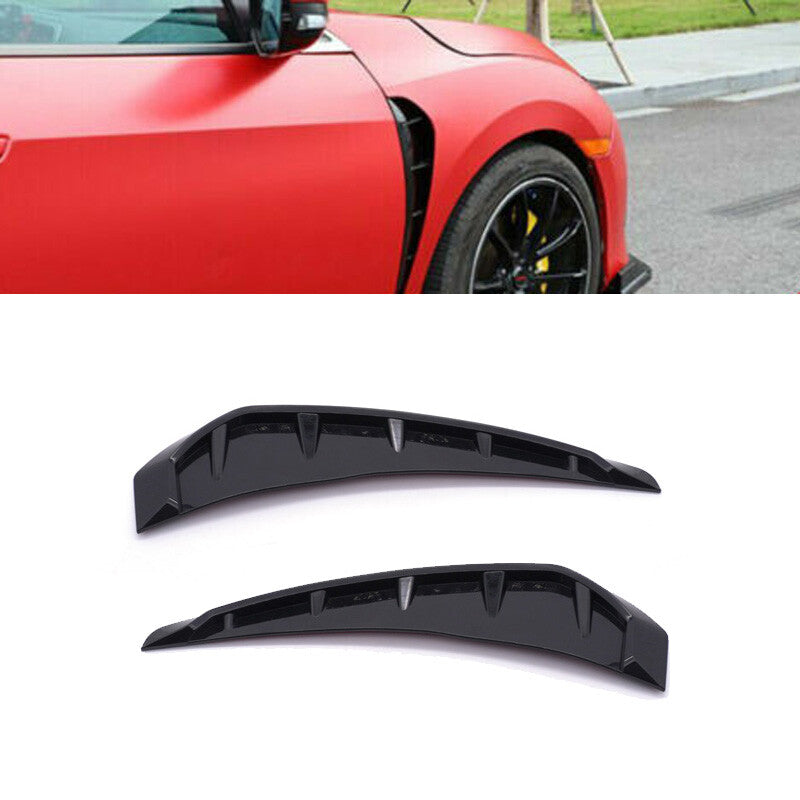 2-Pack Automotive Gloss Black Side Door Fenders Vents Shark Grille Trim Black