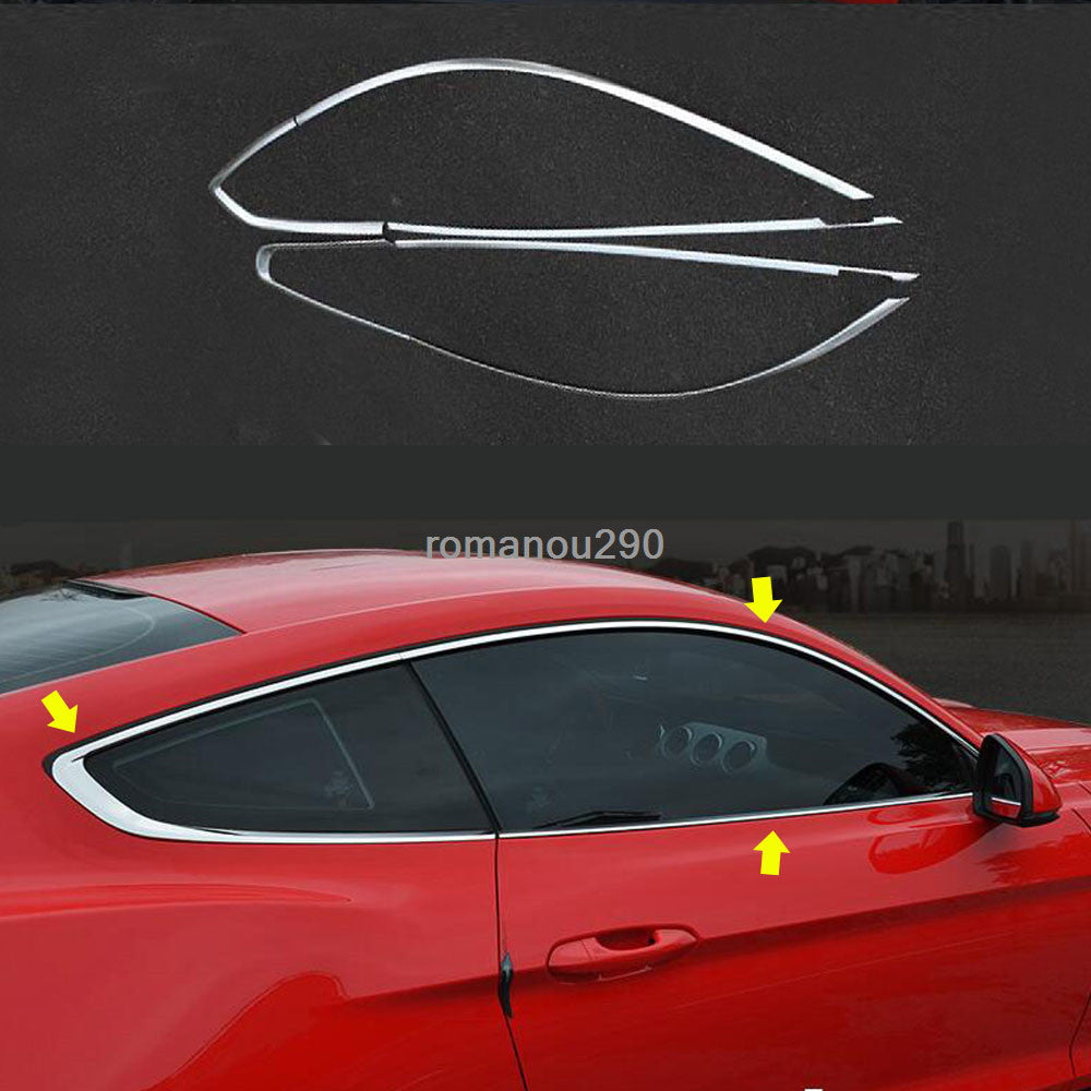 Fit for Ford for Mustang 2015-2020 Stainless Chrome Car Window Strip Cover Trim 6pcs