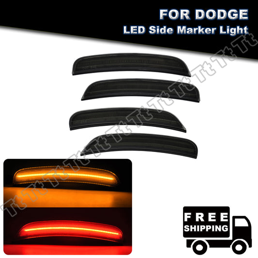 4x Smoked Front and Rear LED Side Marker Lights for 2015-2022 for Dodge Chargers