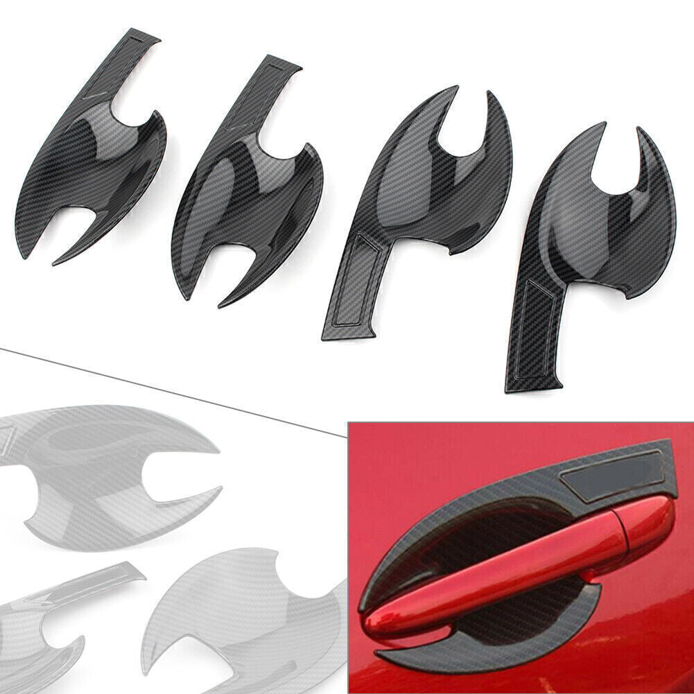 4x Carbon Fiber Car Door Handle Bowl Cover Trim Fit for Mazda CX-5 CX5 2017-2020