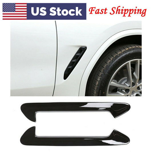 Side Air Fender Vent Trim Cover Frame for BMW X3 G01 X4 G02 2018-23 Glossy Black
