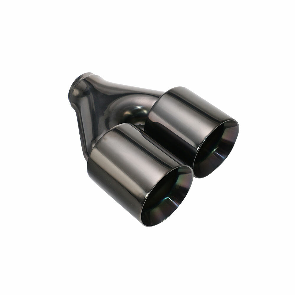 Black 2.5'' ID 4''OD Universal Dual Exhaust Tip Staggered Tips Double Wall Tip