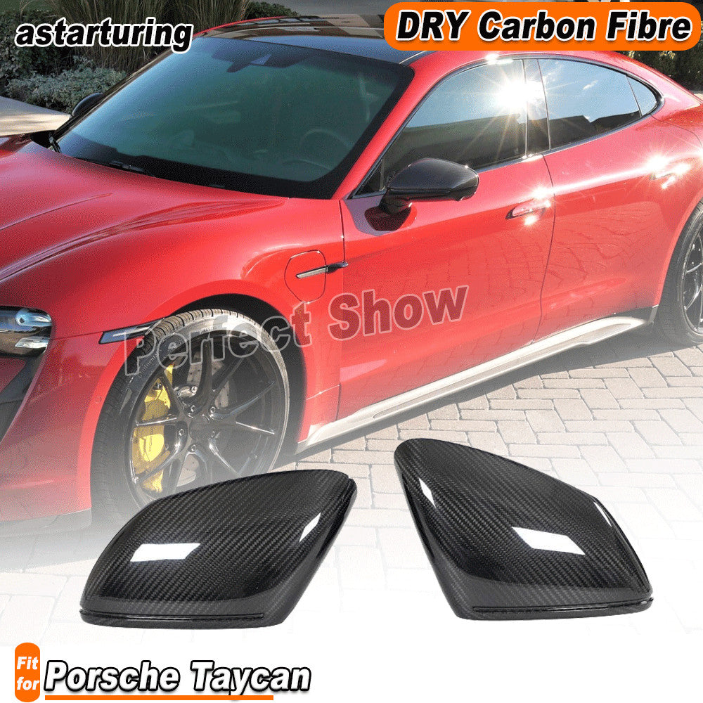 for Porsche Taycan 9J1 992 Turbo S 2019-24 Dry Carbon Side Mirror Cover Caps RHD