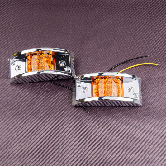 Pair Amber LED Fender Clearance Light Oval Trailer Truck Side Marker Light