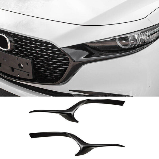 2for Mazda 3 Axela 2020-2023 ABS Gloss Black Front Grille Grill Mesh Strip Trim