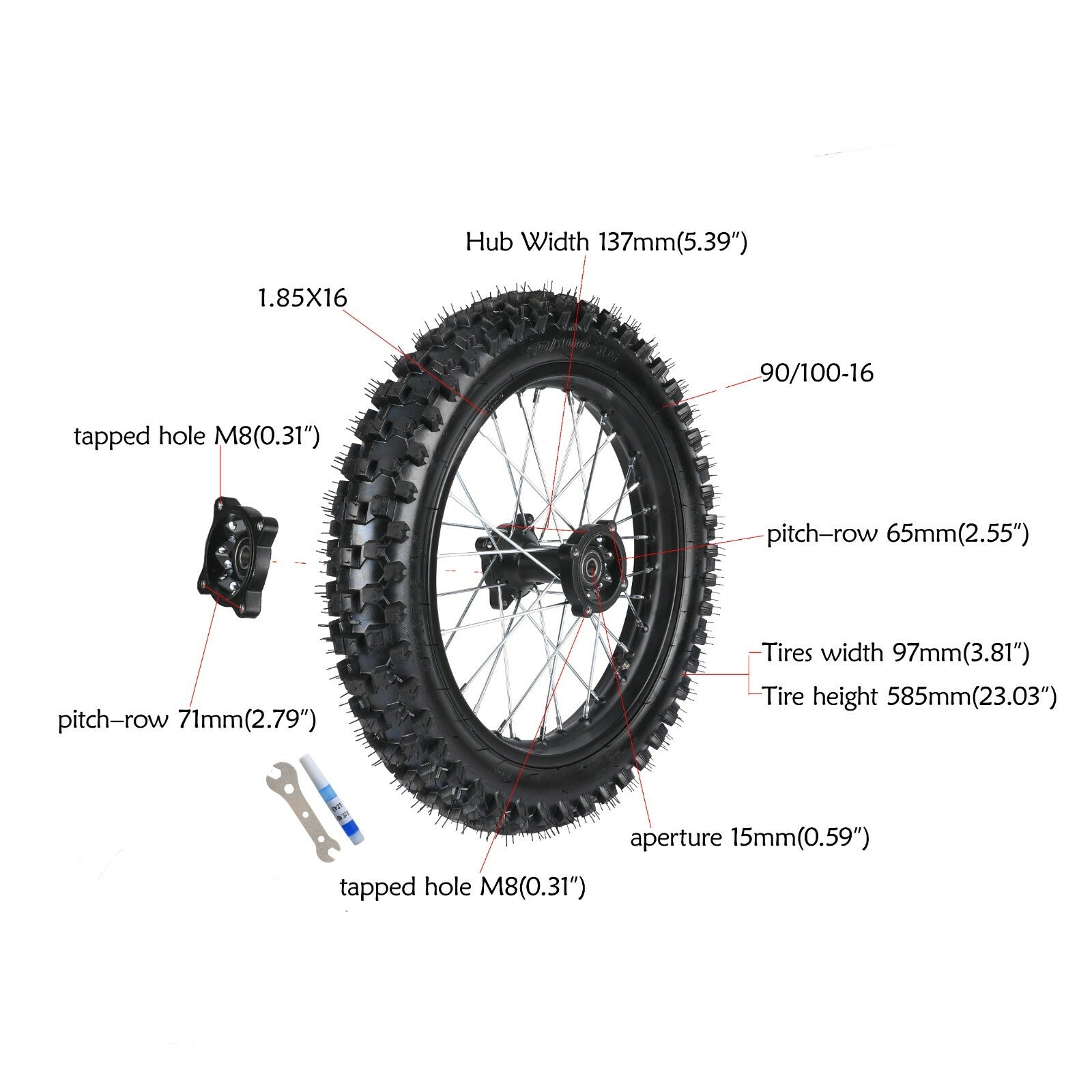 45/48 mm front fork suspension + 70/100-19/90/100-16 wheels for off-road racing (150cc/200cc).