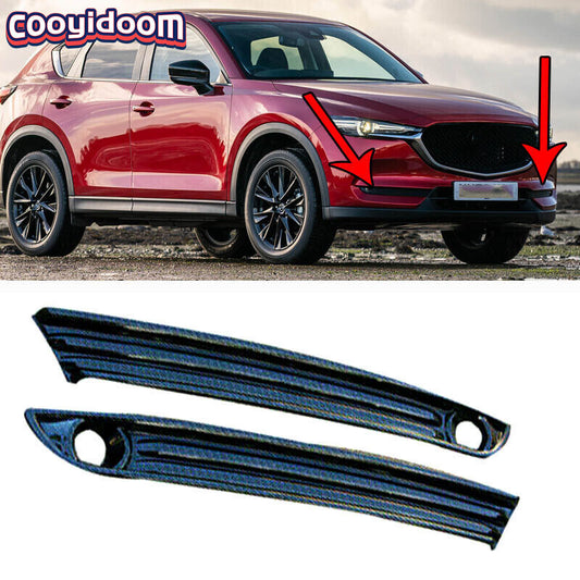 for Mazda CX5 CX-5 2017-2021 Carbon Fiber Look Front Fog Light Lamp Strip Trim