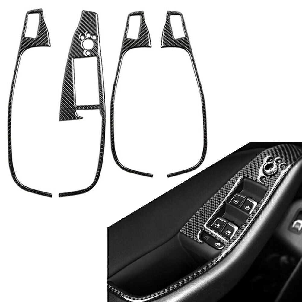 4X Carbon Fiber Interior Window Switch Button Cover Trim for Audi Q5 2010-2018