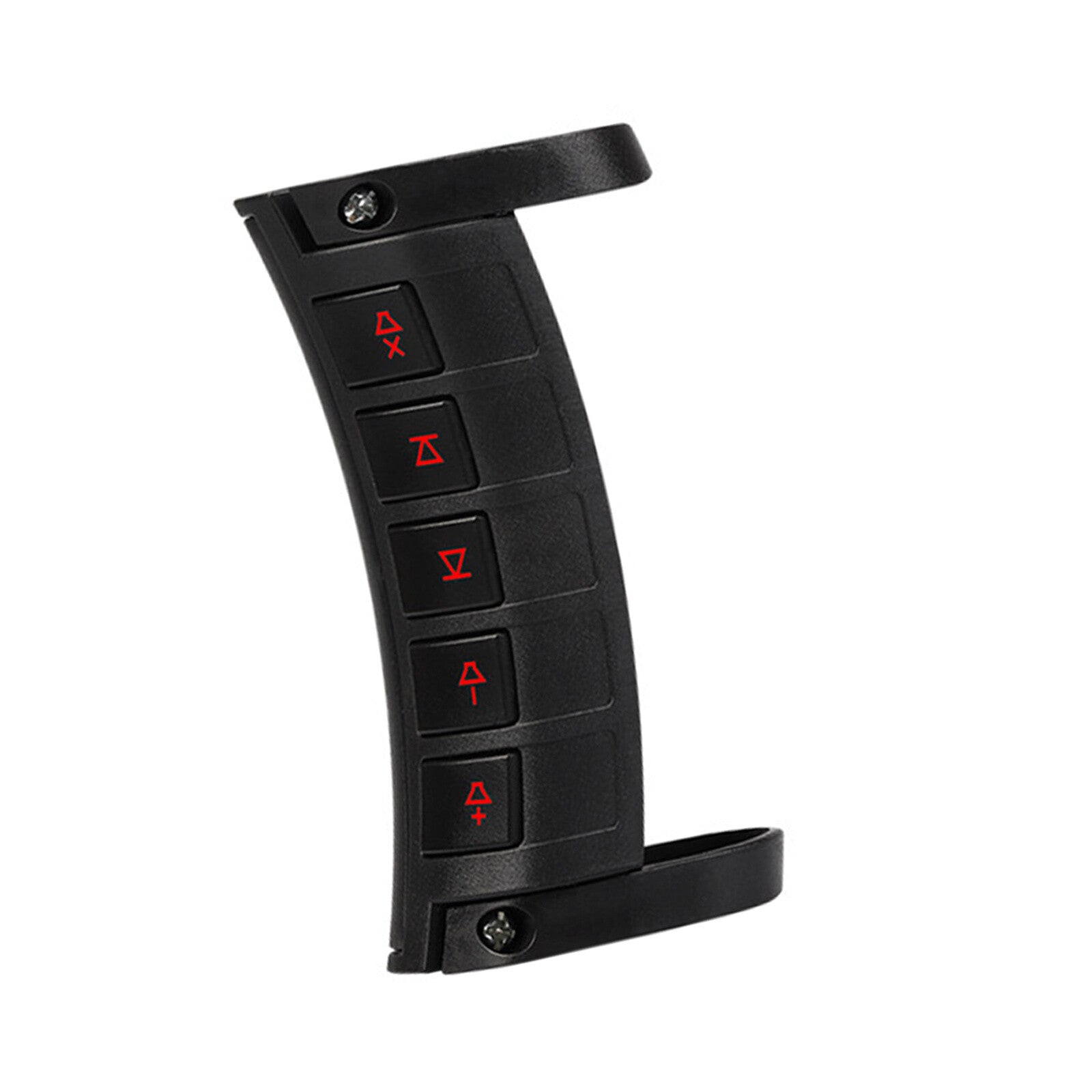 A pair of LED wireless car steering wheel button remote controls for GPS stereo radios.