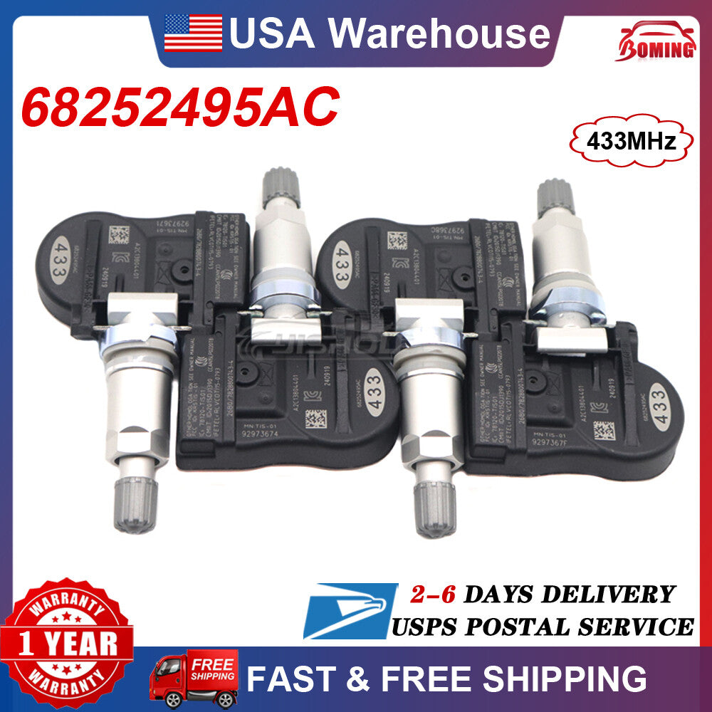 Set 4PCS 68252495AC Tire Pressure Sensor TPMS For Cherokee for Dodge for Jeep Grand SRT