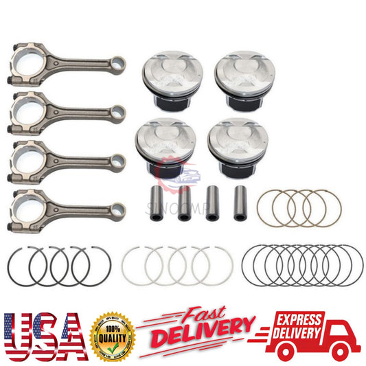 4x Connecting Rods  Pistons  Rings for Hyundai for Kia Accent Rio DOHC 1.6L 12-16