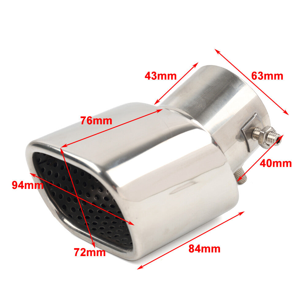 Car Stainless Steel Rear Exhaust Pipe Tail Muffler Tip Throat Tailpipe Silver