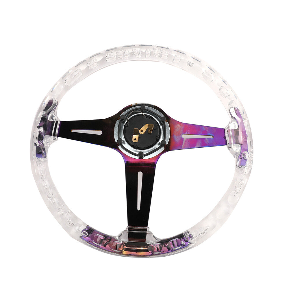 Transparent Colorless Acrylic 350mm 14In Racing Sports Steering Wheel Neo Chrome