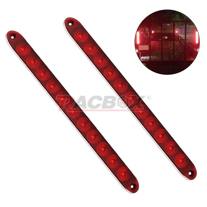 2x 15 Red 11 LED Truck DRL Light Bar 3RD Brake Rear Turn Signal Stop Tail Strip